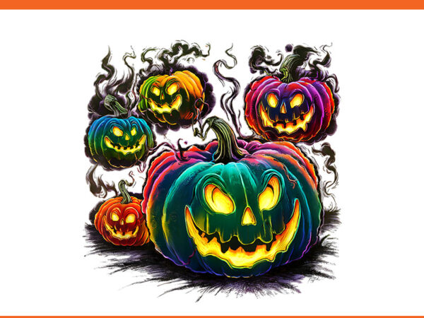 Colorful pumpkin ghosts jack o lantern halloween png t shirt vector file