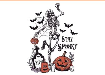 Stay Spooky Skeleton Halloween PNG t shirt template vector