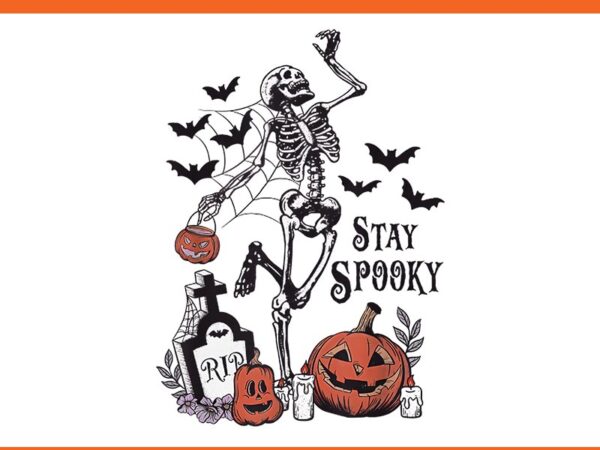 Stay spooky skeleton halloween png t shirt template vector