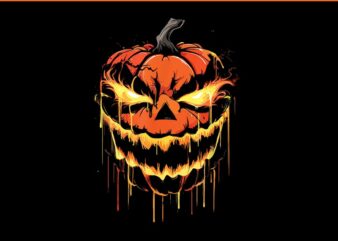 Scary Halloween Pumpkin Face Paint Drip Jackolantern PNG