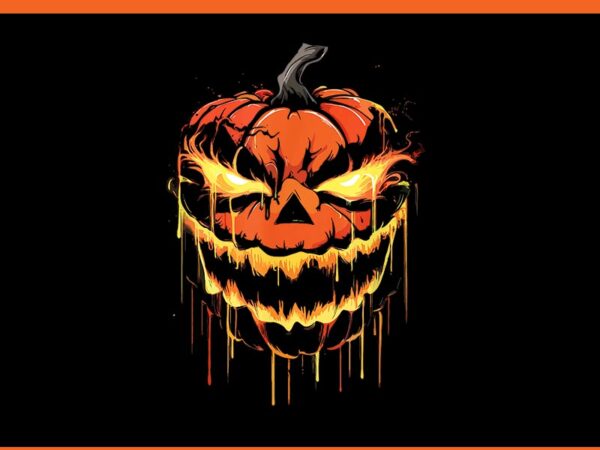 Scary halloween pumpkin face paint drip jackolantern png t shirt template vector