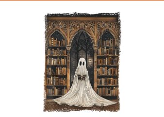 Reading Ghost Library Halloween PNG, Librarian Book Ghost PNG t shirt design online