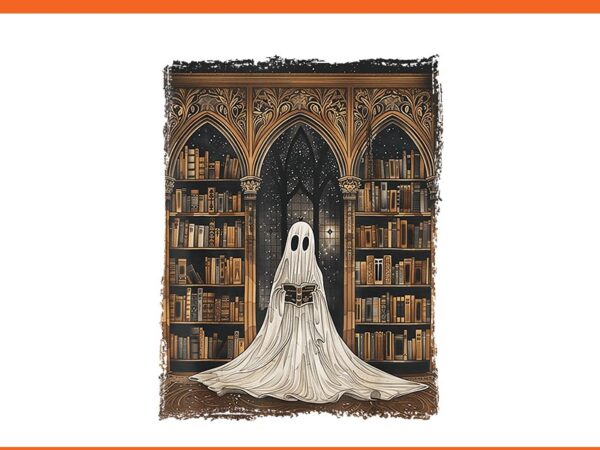 Reading ghost library halloween png, librarian book ghost png t shirt design online