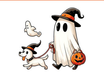 Ghost Walking Dog PNG, Ghost Dog Halloween Night PNG