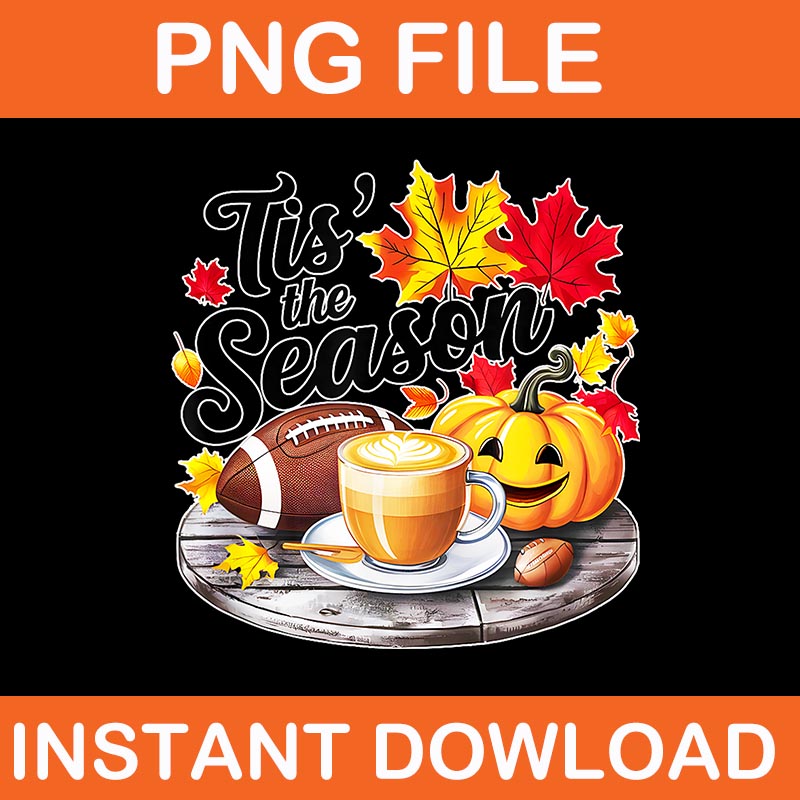 Tis’ The Season Halloween Pumpkin Football PNG