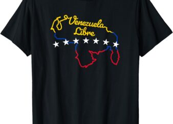 Venezuela Libre 7 Stars Flag Venezuelan Map Souvenir T-Shirt