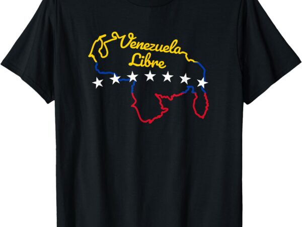 Venezuela libre 7 stars flag venezuelan map souvenir t-shirt