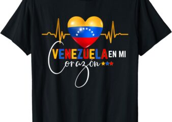 Venezuela en el Corazon Venezuelan Venezuela Flag Latin T-Shirt