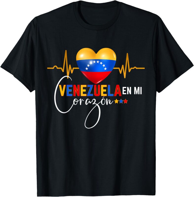 Venezuela en el Corazon Venezuelan Venezuela Flag Latin T-Shirt