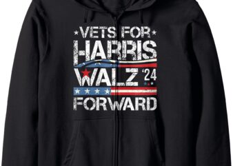 Vets For Kamala Harris Tim Walz Veterans for Harris Zip Hoodie t shirt vector art