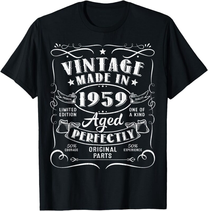 Vintage 65th Birthday Decorations Men Funny 1959 65 Birthday T-Shirt