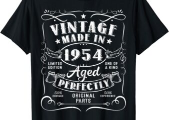 Vintage 70th Birthday Decorations Men Funny 1954 70 Birthday T-Shirt