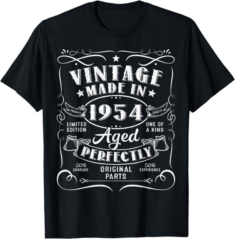 Vintage 70th Birthday Decorations Men Funny 1954 70 Birthday T-Shirt