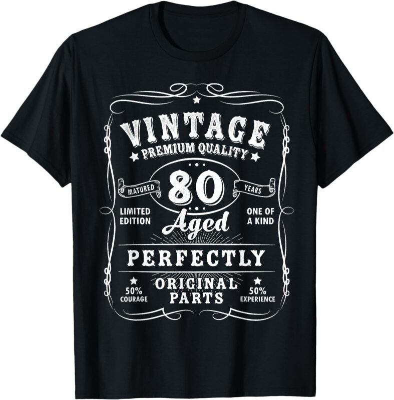 Vintage 80th Birthday Decorations Men Funny 80 Birthday T-Shirt