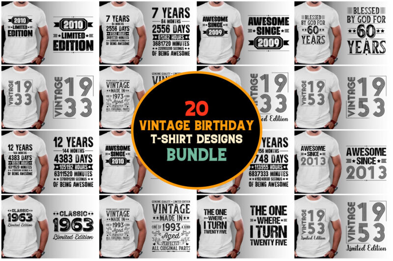 Vintage Birthday,Vintage Birthday TShirt,Vintage Birthday TShirt Design,Vintage Birthday TShirt Design Bundle,Vintage Birthday T-Shirt