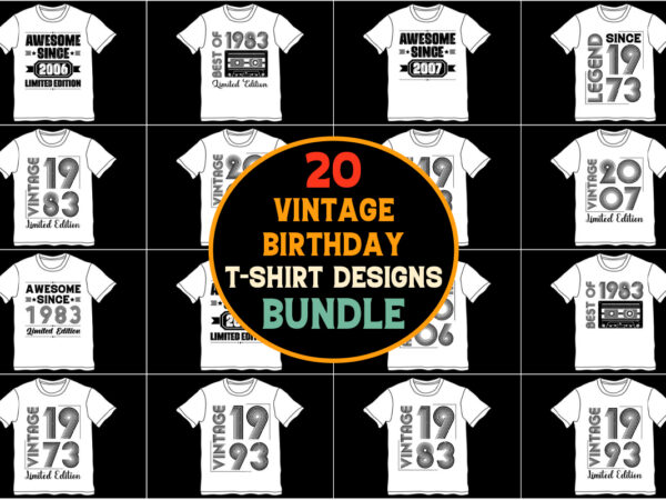 Vintage birthday t-shirt design bundle