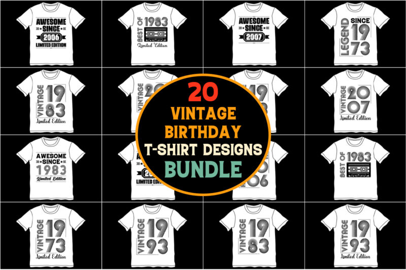 Vintage Birthday T-Shirt Design Bundle