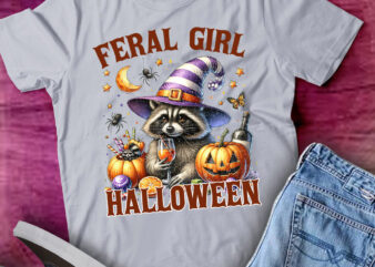 Vintage Feral Girl Halloween Funny Raccoon Lover Gift lts-d t shirt vector art