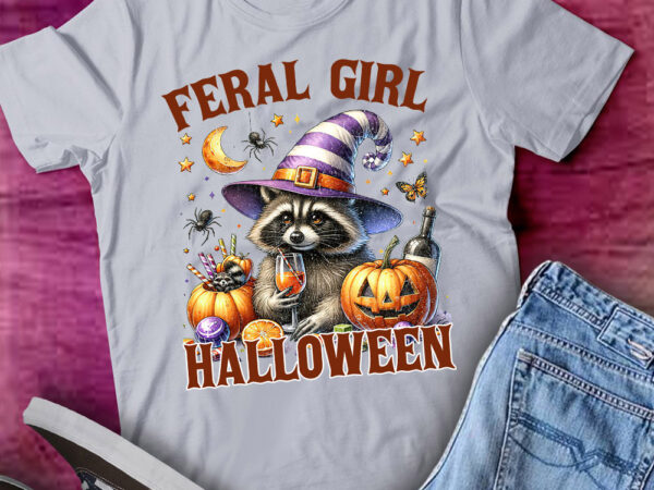 Vintage feral girl halloween funny raccoon lover gift lts-d t shirt vector art