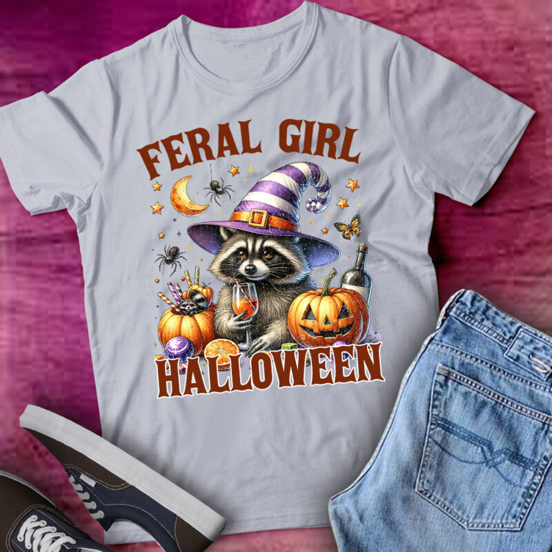 Vintage Feral Girl Halloween Funny Raccoon Lover Gift lts-d