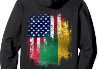 Vintage Lithuania And American With Flag Cool Gift Pullover Hoodie