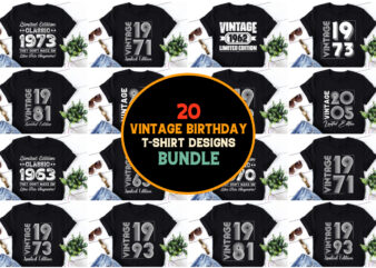 Vintage Birthday T-Shirt Design Bundle