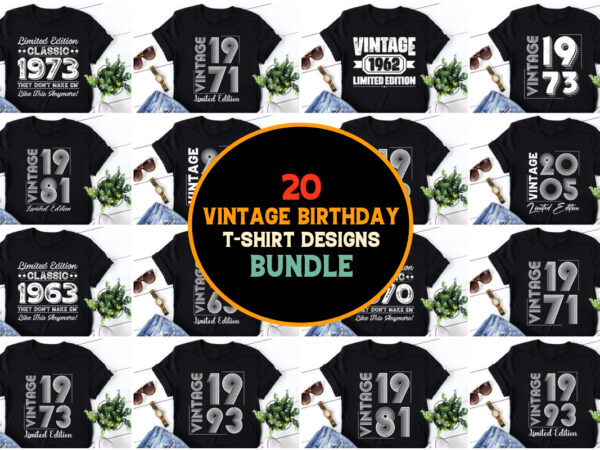 Vintage birthday t-shirt design bundle