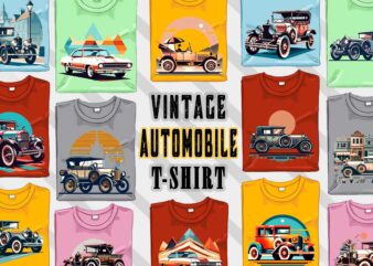 Retro Vintage Automobile t-shirt design bundle with 20 png designs – download instantly vintage car T-shirt Design