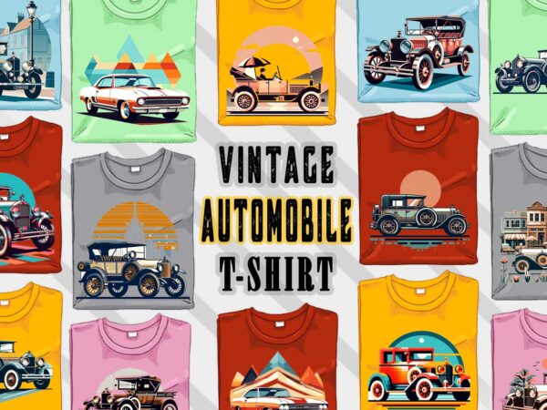 Retro vintage automobile t-shirt design bundle with 20 png designs – download instantly vintage car t-shirt design