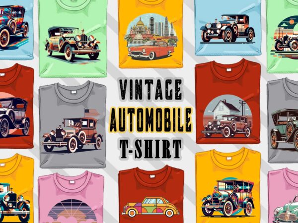 Retro vintage automobile t-shirt design bundle with 20 png designs – download instantly vintage car t-shirt design