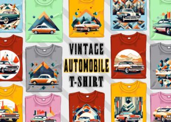 Retro Vintage Automobile t-shirt design bundle with 20 png designs – download instantly vintage car T-shirt Design