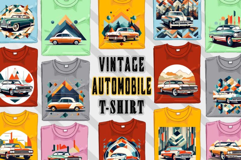 Retro Vintage Automobile t-shirt design bundle with 20 png designs – download instantly vintage car T-shirt Design