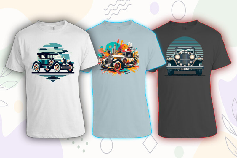 100 Retro Vintage Automobile t-shirt design bundle with 20 png designs – download instantly vintage car T-shirt Design