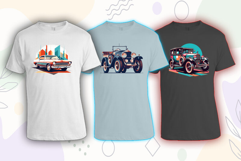 100 Retro Vintage Automobile t-shirt design bundle with 20 png designs – download instantly vintage car T-shirt Design