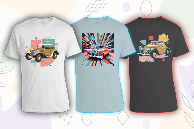 100 Retro Vintage Automobile t-shirt design bundle with 20 png designs – download instantly vintage car T-shirt Design