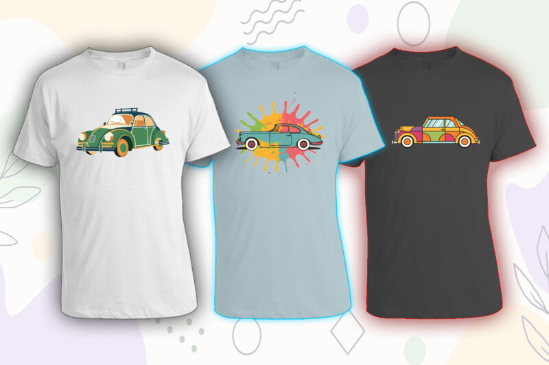 100 Retro Vintage Automobile t-shirt design bundle with 20 png designs – download instantly vintage car T-shirt Design