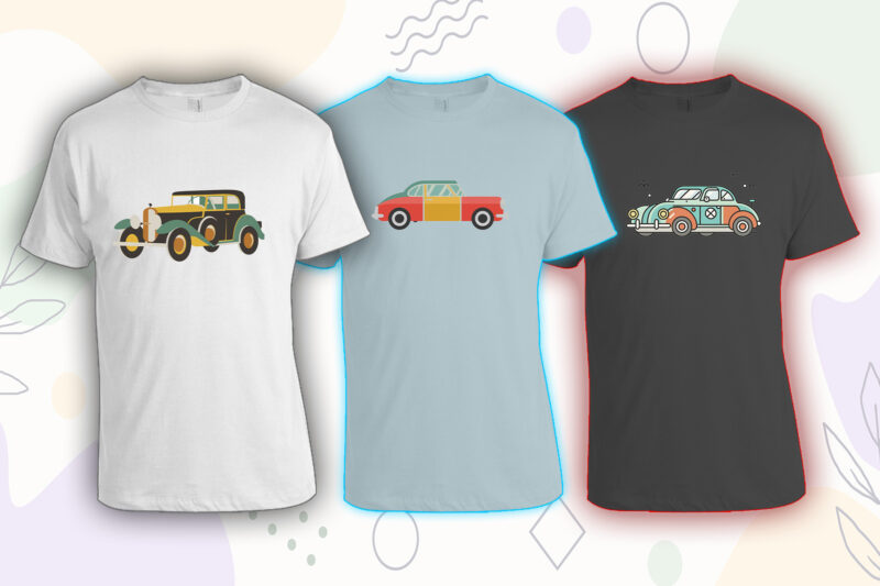 100 Retro Vintage Automobile t-shirt design bundle with 20 png designs – download instantly vintage car T-shirt Design