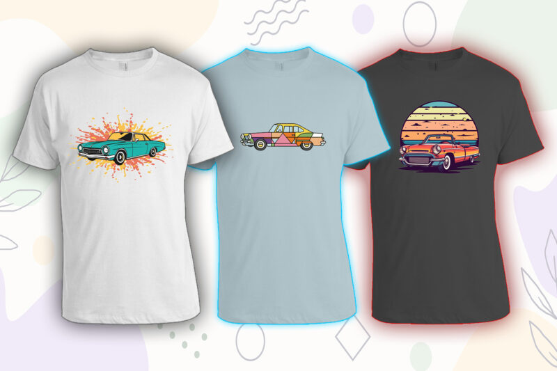 100 Retro Vintage Automobile t-shirt design bundle with 20 png designs – download instantly vintage car T-shirt Design