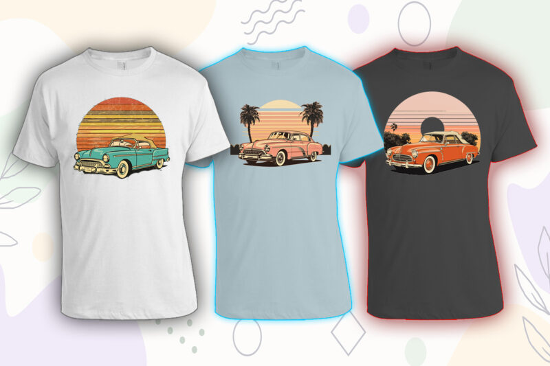 100 Retro Vintage Automobile t-shirt design bundle with 20 png designs – download instantly vintage car T-shirt Design