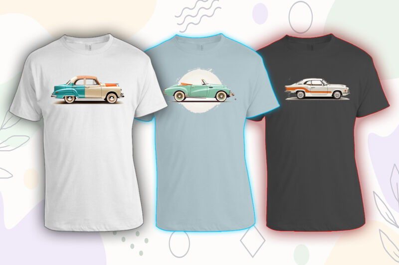 100 Retro Vintage Automobile t-shirt design bundle with 20 png designs – download instantly vintage car T-shirt Design