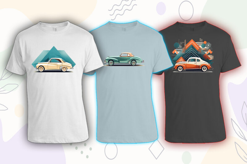 100 Retro Vintage Automobile t-shirt design bundle with 20 png designs – download instantly vintage car T-shirt Design