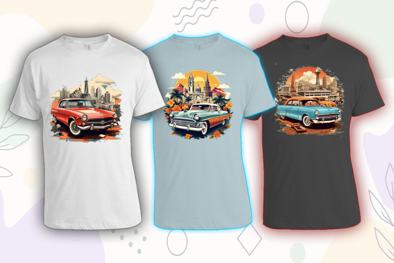 100 Retro Vintage Automobile t-shirt design bundle with 20 png designs – download instantly vintage car T-shirt Design