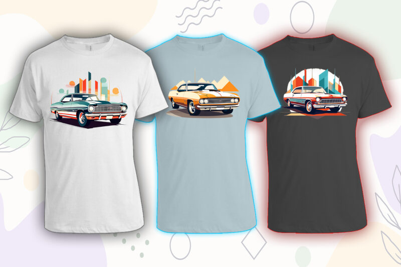 Retro Vintage Automobile t-shirt design bundle with 20 png designs – download instantly vintage car T-shirt Design