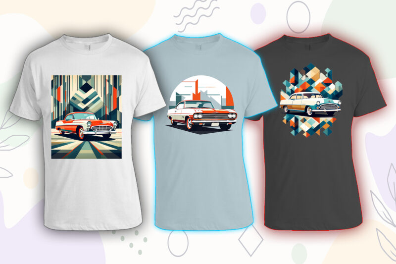 Retro Vintage Automobile t-shirt design bundle with 20 png designs – download instantly vintage car T-shirt Design