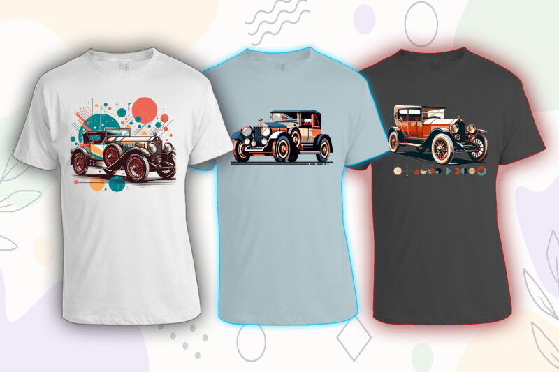 50 Retro Vintage Automobile t-shirt design bundle with 20 png designs – download instantly vintage car T-shirt Design