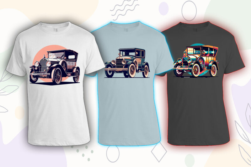 50 Retro Vintage Automobile t-shirt design bundle with 20 png designs – download instantly vintage car T-shirt Design