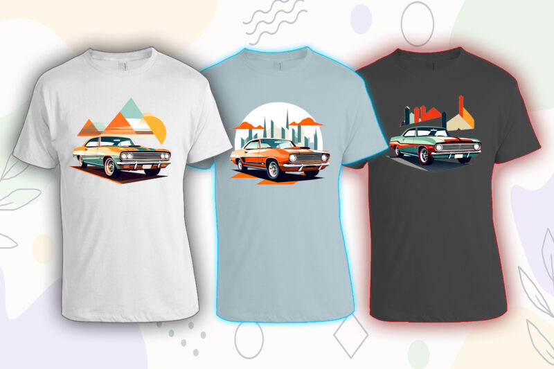 50 Retro Vintage Automobile t-shirt design bundle with 20 png designs – download instantly vintage car T-shirt Design