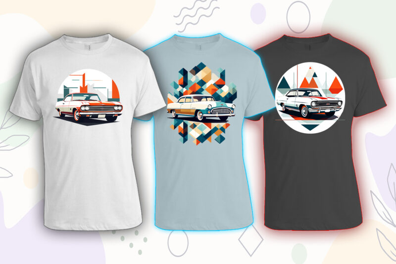 50 Retro Vintage Automobile t-shirt design bundle with 20 png designs – download instantly vintage car T-shirt Design