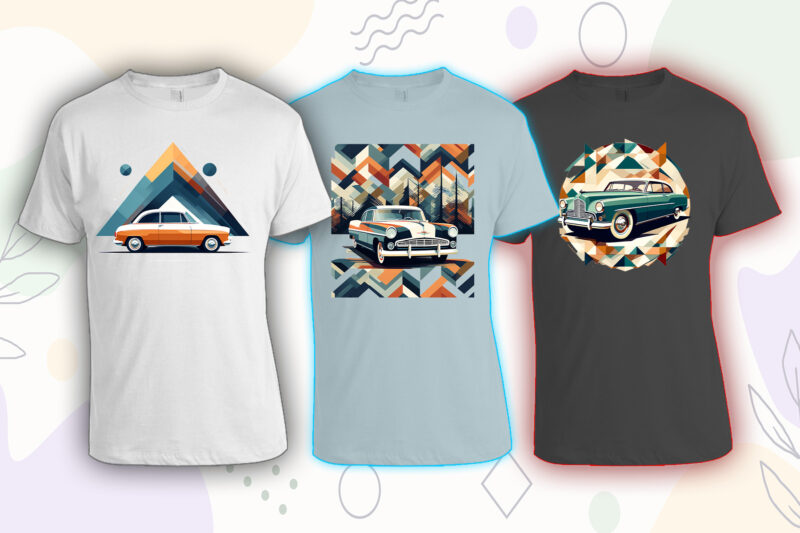 50 Retro Vintage Automobile t-shirt design bundle with 20 png designs – download instantly vintage car T-shirt Design