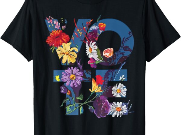 Vote blue floral flower democrat kamala 2024 t-shirt